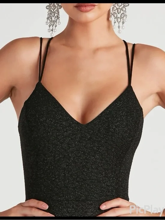 Windsor Elegant Black Sparkle Lace-Up Back Evening Gown (Size XS) NWT - Picture 2 of 16